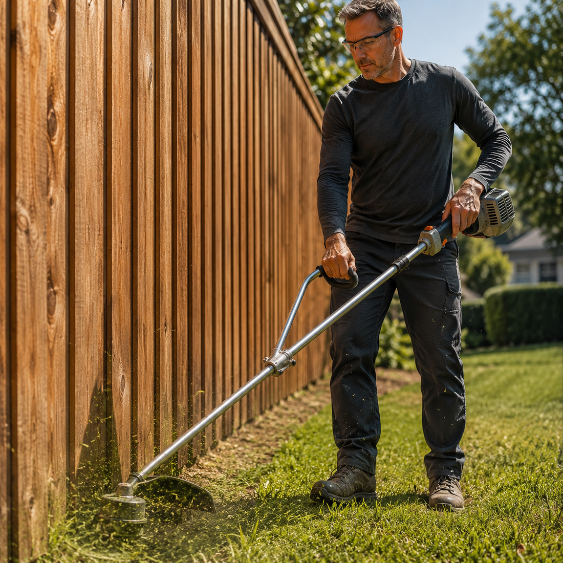 REIGNBAR handle in use along a fence line